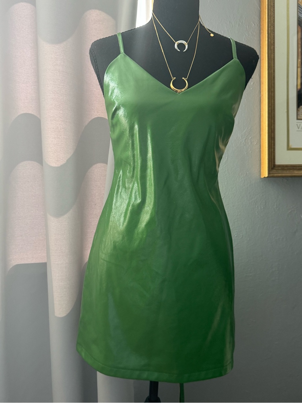 Topshop Emerald Green Slip Mini Dress